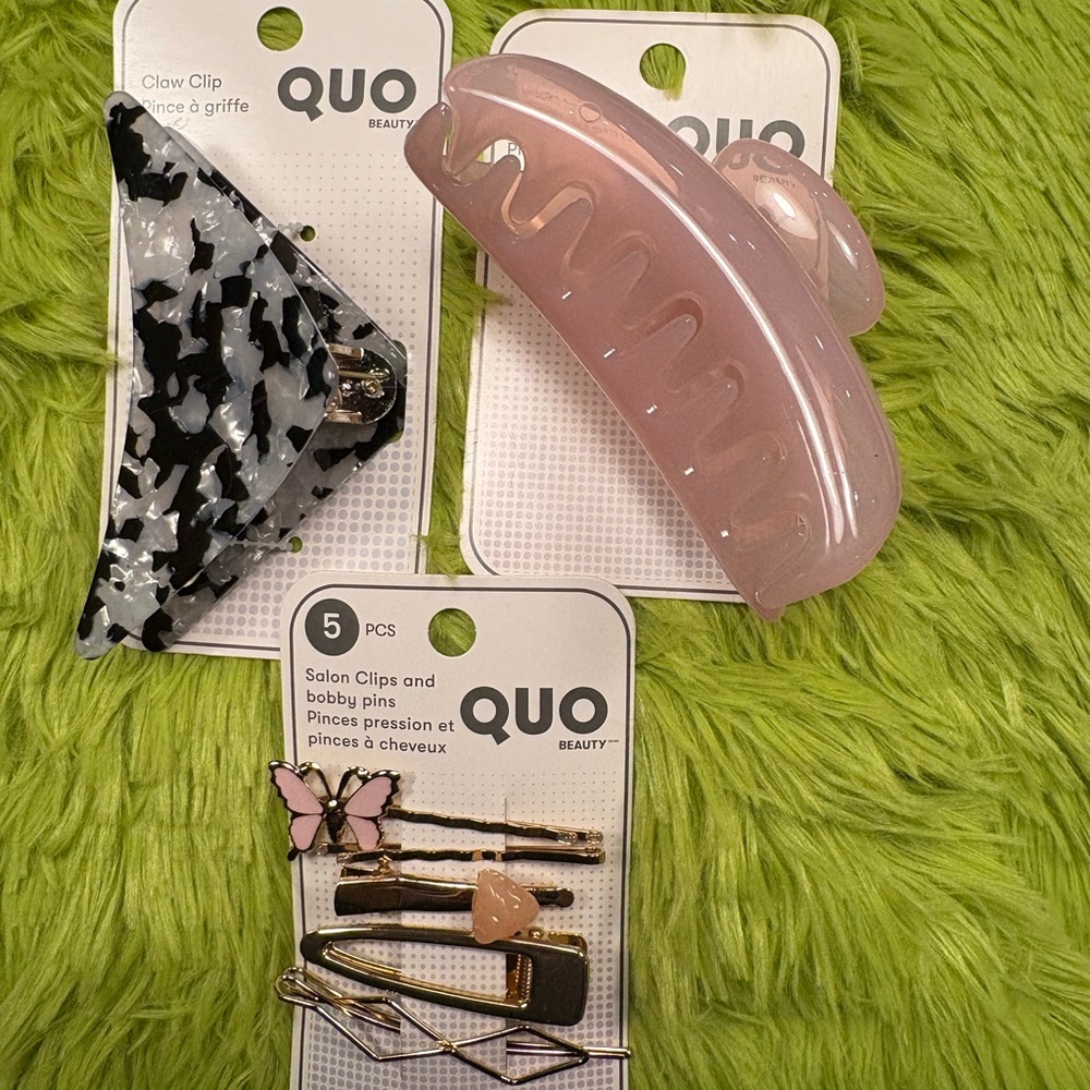 Pink and Black Hair Clip Set